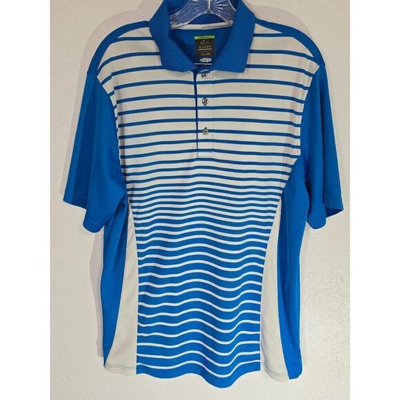Greg Norman Polo Shirt Mens Large Slim Fit  Play Dry Blue Golf Casual Short Slee - Picture 1 of 5